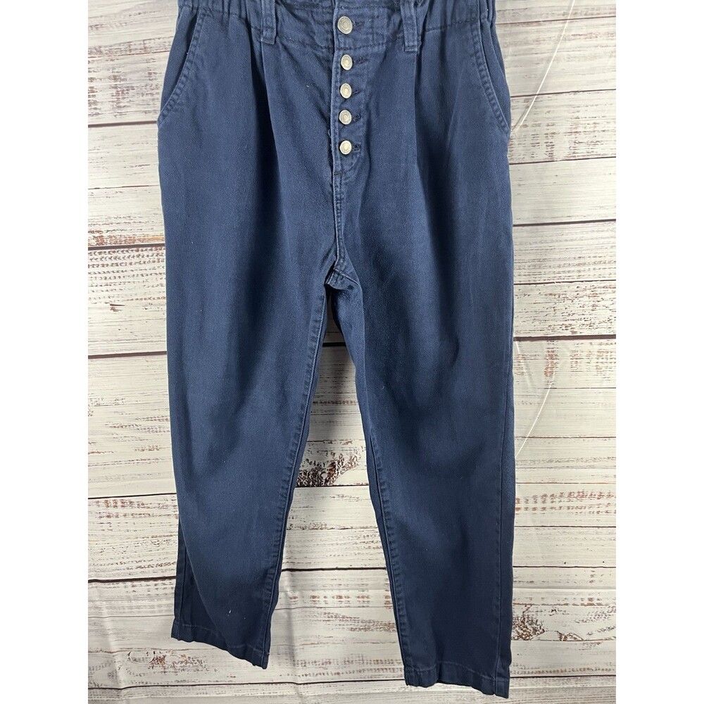 Time and Tru Women's High Rise Relax Button Fly Paperbag Pants Blue Size 8